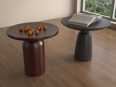 中古风边几 角几 实木su模型