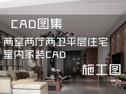 两室两厅两卫平层住宅室内家装CAD施工图cad施工图