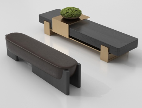 现代床尾凳 沙发凳 长凳 换鞋凳su模型