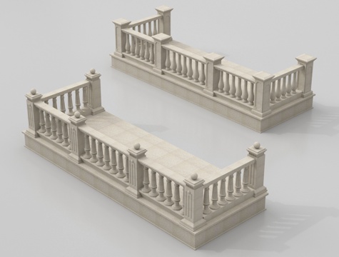 欧式围栏 护栏 阳台护栏 栏杆su模型