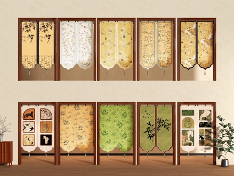 门帘 拉帘 厨房门帘 茶馆门帘 布艺su模型