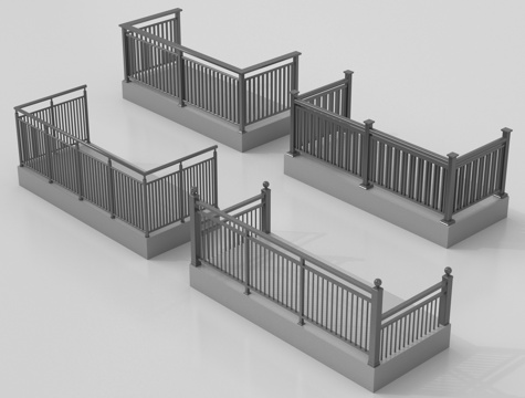 现代围栏护栏 阳台栏杆 铁艺栏杆su模型