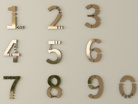 现代标识牌 数字标识su模型