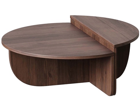  现代意式实木圆茶几3d模型 