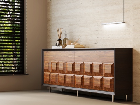 现代中古玄关柜 现代中古边柜 现代中古装饰柜 现代中古餐边柜su模型