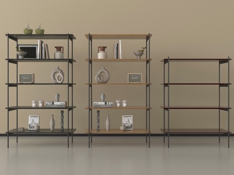 现代置物架 装饰架su模型