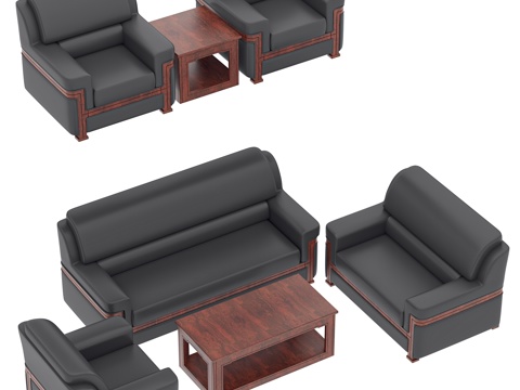 现代办公沙发 接待沙发 洽谈沙发 休闲沙发 等候沙发 三人沙su模型