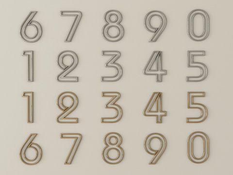 现代标识牌 数字标识su模型