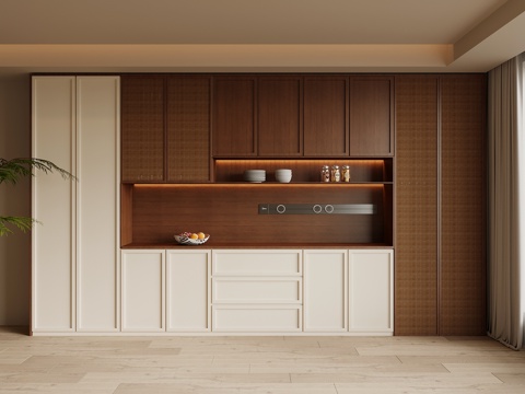 中古风酒柜 餐边柜su模型