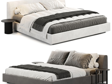  现代意式 Como Casa 布艺双人床3d模型 