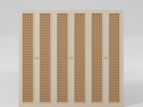  现代奶油风衣柜3d模型 