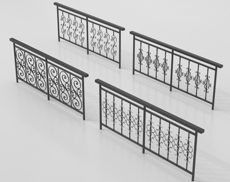  欧式围栏护栏 铁艺栏杆 扶手3d模型 