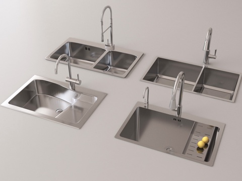 现代水槽 不锈钢水槽 洗菜盆su模型