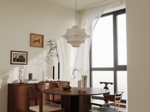  中古风餐厅 餐桌椅 餐边柜3d模型 