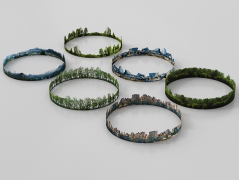 现代背景 环绕背景 城市背景 森林背景 外景贴图su模型