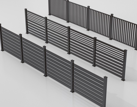  现代铁艺栏杆 护栏 围栏 铁艺栅栏 防护栏 阳台栏杆3d模型 