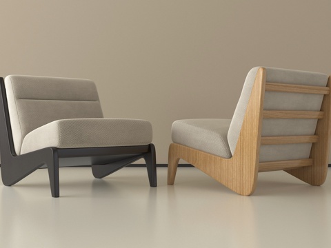 侘寂休闲椅 单椅 实木su模型