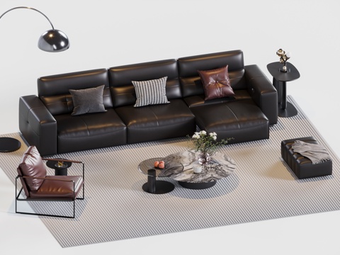  现代暗黑组合沙发3d模型 