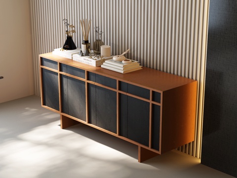 现代中古玄关柜 现代中古边柜 现代中古装饰柜 现代中古餐边柜su模型