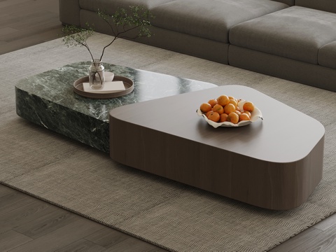 意式茶几 大理石茶几su模型