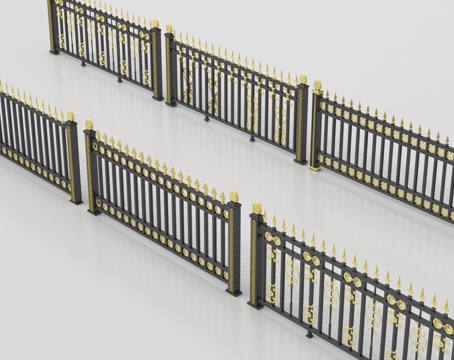 欧式围栏护栏 铁艺栏杆 扶手su模型