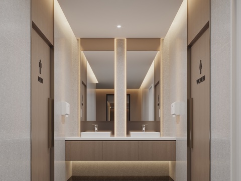  现代公共卫生间3d模型 