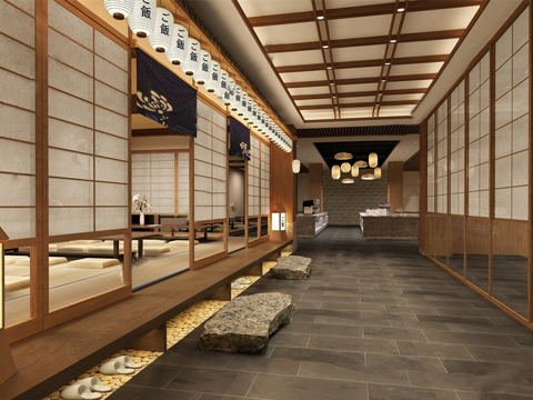 日式餐厅 中餐厅 餐桌椅组合.rarsu模型