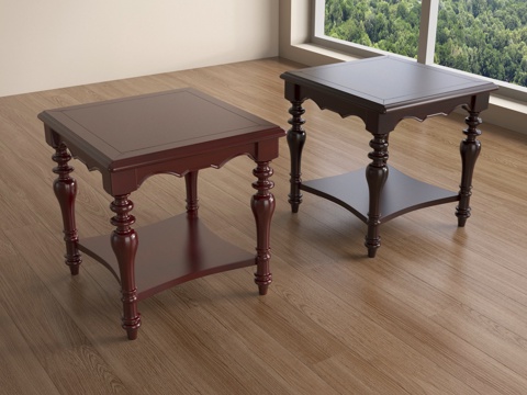 美式边几 角几 实木su模型