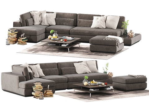  现代组合沙发 沙发组合 沙发 多人沙发 沙发茶几组合3d模型 