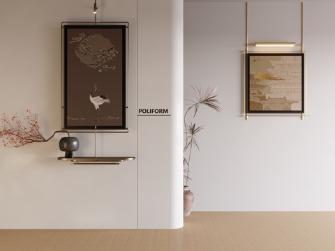 新中式禅意挂画 山水画 花鸟国画 书房挂画 办公室挂画 办公su模型su模型