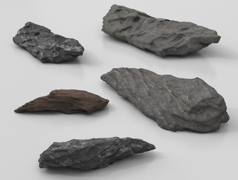  现代假山石头 景观石 石块3d模型 