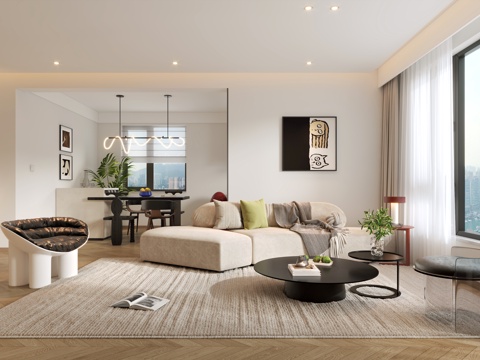  现代客餐厅3d模型 