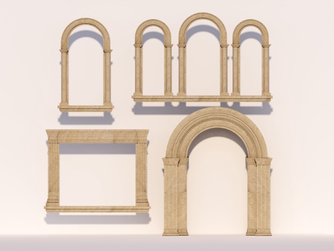 砂岩石材门窗su模型