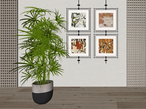 现代室内绿植盆栽植物su模型