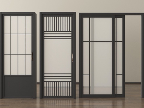 现代玻璃门  推拉门  平开门su模型