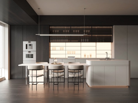  现代餐厅3d模型 