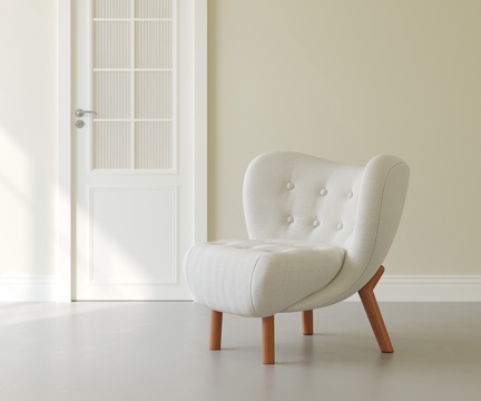 奶油中古沙发椅su模型