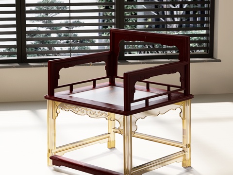 新中式休闲椅 中式休闲椅 新中式亚克力休闲椅su模型
