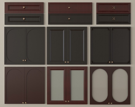 中古风柜门板 门板 衣柜门 玻璃门板su模型