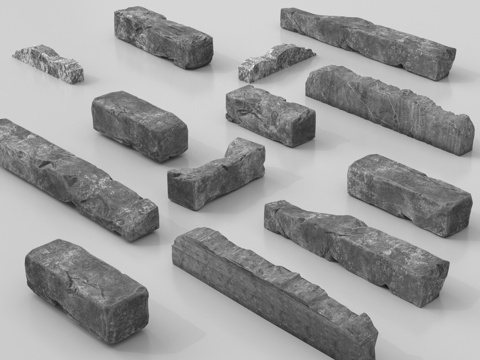 新中式石头 条石 景观条石 景石 条石坐凳su模型