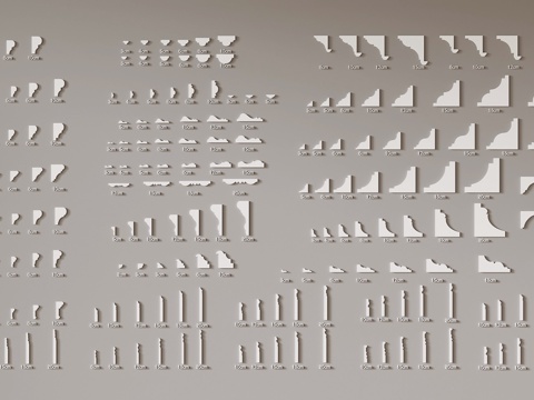 现代石膏线 踢脚线 吊顶 线条su模型