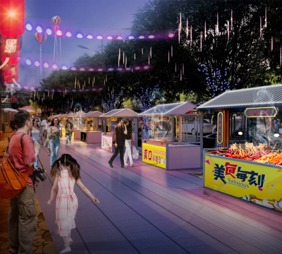 商业摊位 网红摊位 夜市地摊su模型