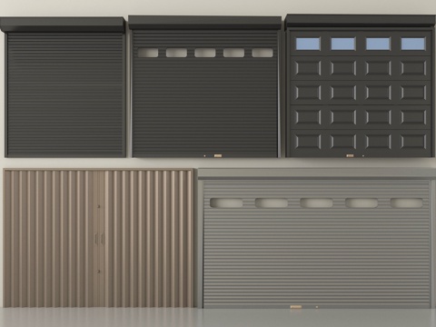 现代卷帘门 卷闸门 车库门 仓库门 防盗门su模型