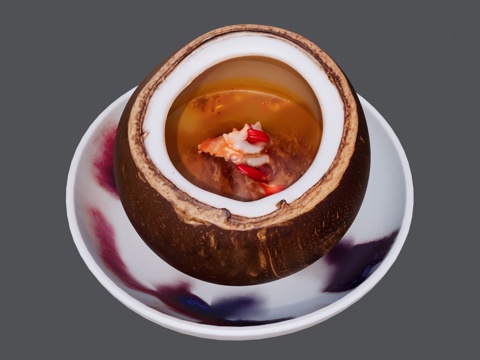 一盘椰子排骨汤su模型