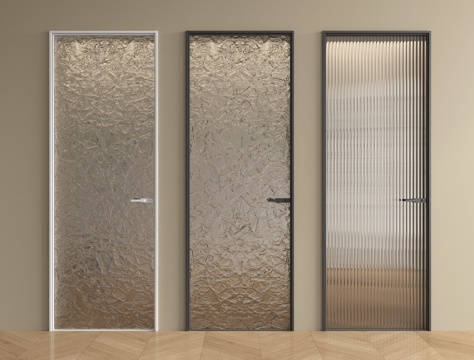 现代玻璃门  单开门 厨卫门 长虹玻璃门su模型