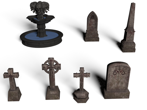 中世纪  万圣节场景 黑暗奇幻 恐怖灵感世界 墓地3d模型 