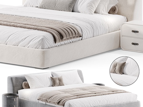  现代意式 Walter 布艺双人床3d模型 