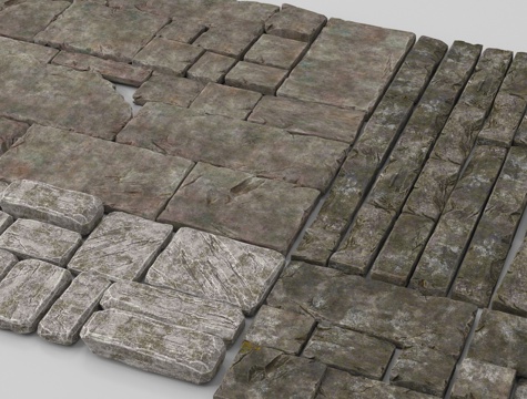 现代景观汀步 园林铺地 青石板su模型