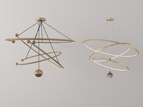 现代吊灯组合  客厅吊灯 金属吊灯 环形吊灯su模型