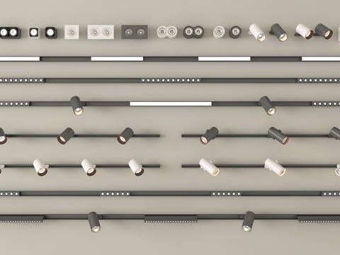 现代筒灯射灯 轨道射灯 线形射灯 明装筒灯射灯su模型